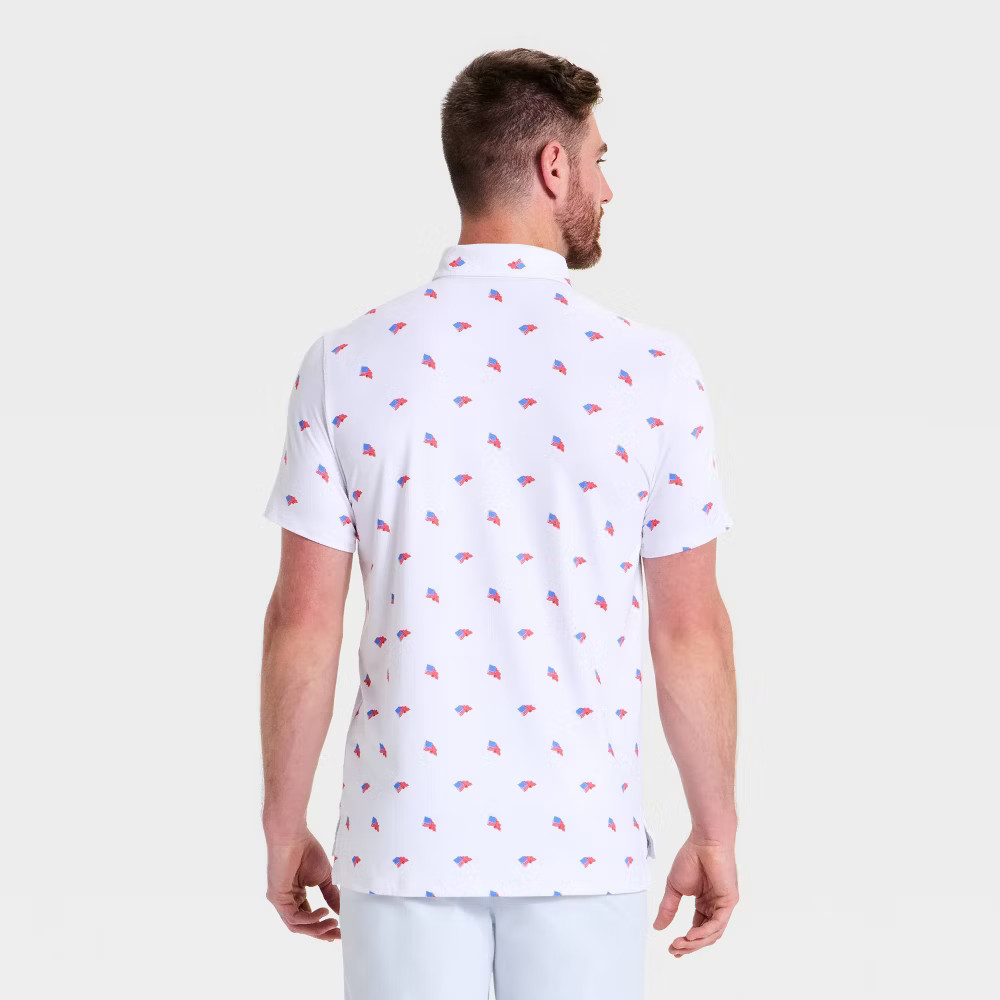 Men Flag Print USA Golf Polo Shirt - All In Motion White gallery