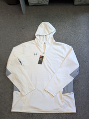 NEW MENS UNDER ARMOUR STORM WHITE/GRAY 1/4 ZIP HOODED WIND/RAIN JACKET SIZE XXL