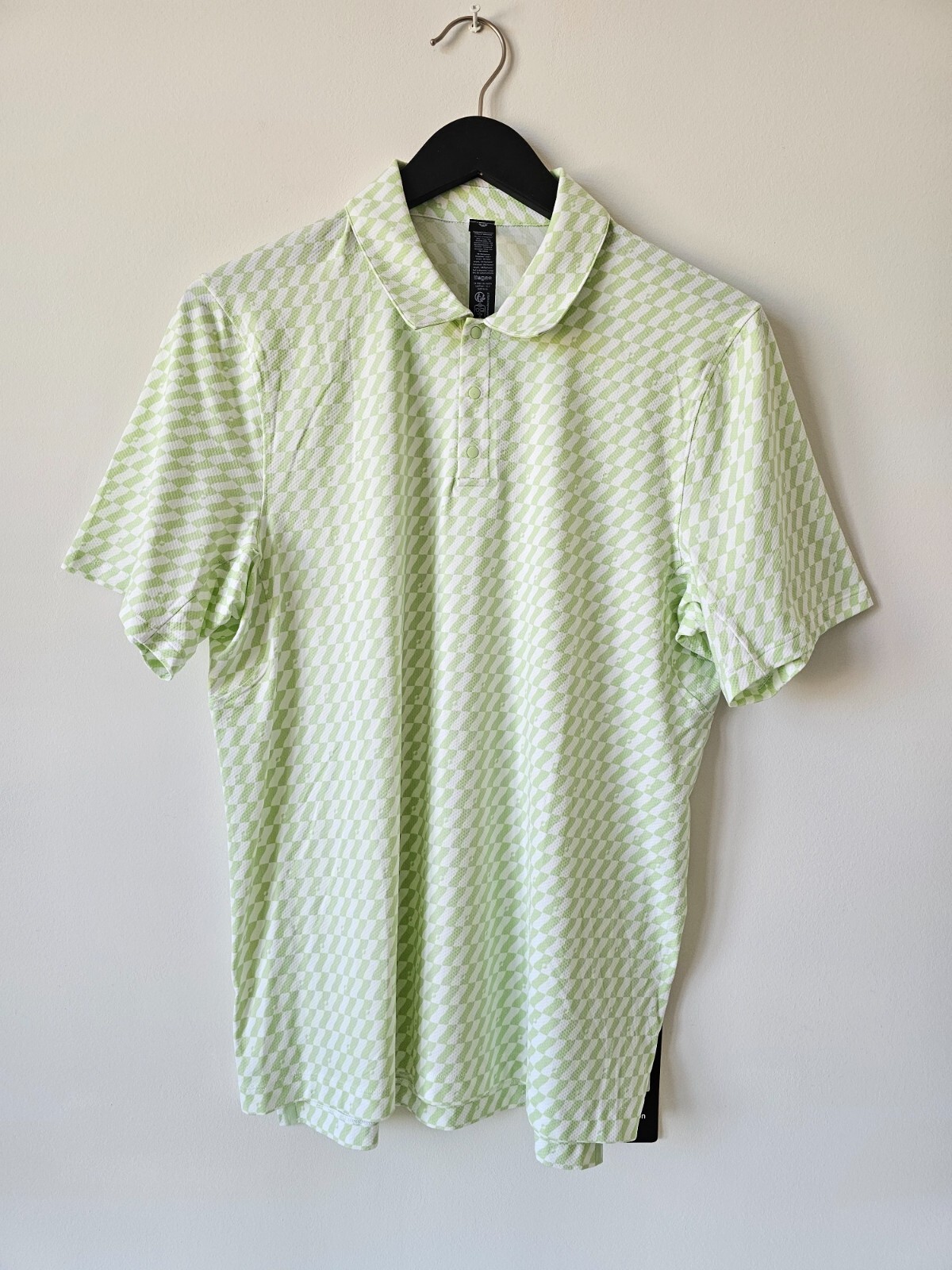 NWT LULULEMON Logo Sport Polo SS Golf Shirt Men's Large HIAL White Green UPF 40+ gallery