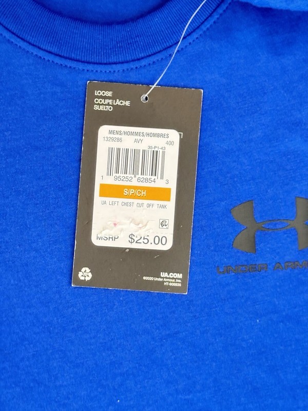 NWT Men’s Size S Under Armour Left Chest Cut Off Tank Top Shirt 1329286-611 $25 gallery