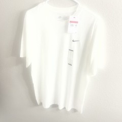 Nike Men’s White Cotton Logo T-Shirt Size L Regular Fit Crew Neck Short Sleeve