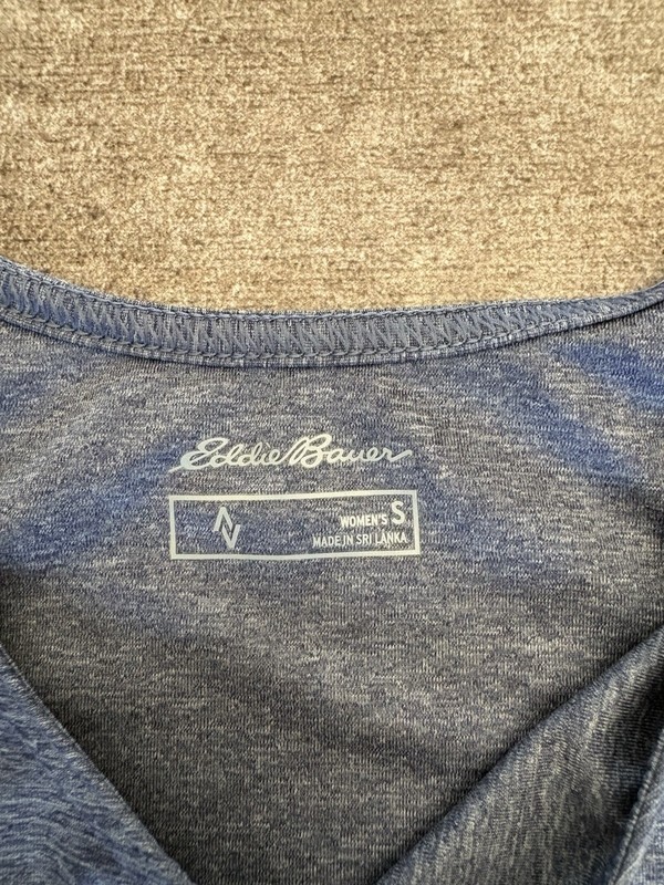 Eddie Bauer Blue Heathered Stretch Tank Top Logo Crew Neck Polyester Small gallery