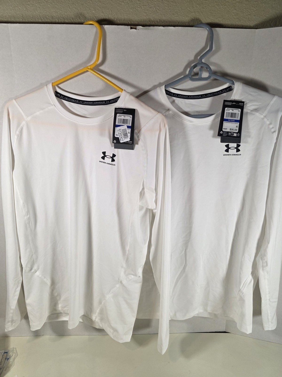 2 Under Armour HeatGear Compression LS Shirts XL White gallery
