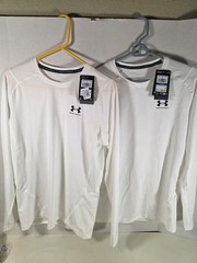 2 Under Armour HeatGear Compression LS Shirts XL White