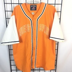 GUESS SPORT Baseball Jersey Rare Vintage Button Up Orange Men’s XXL 2X