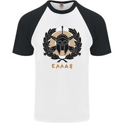 Greek Helmet Gym Training Top Spartan MMA Mens S/S Baseball T-Shirt