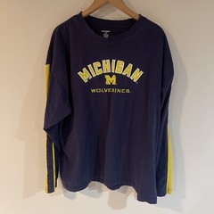 Pro Edge MICHIGAN Wolverines LONG SLEEVE T-SHIRT Mens 2XL Pullover Navy Yellow