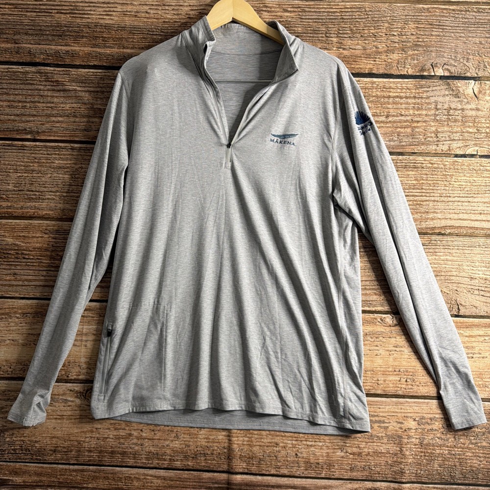 Vuori Shirt Mens Large Gray V221 Quarter Zip Performance Pocket Pullover Logo