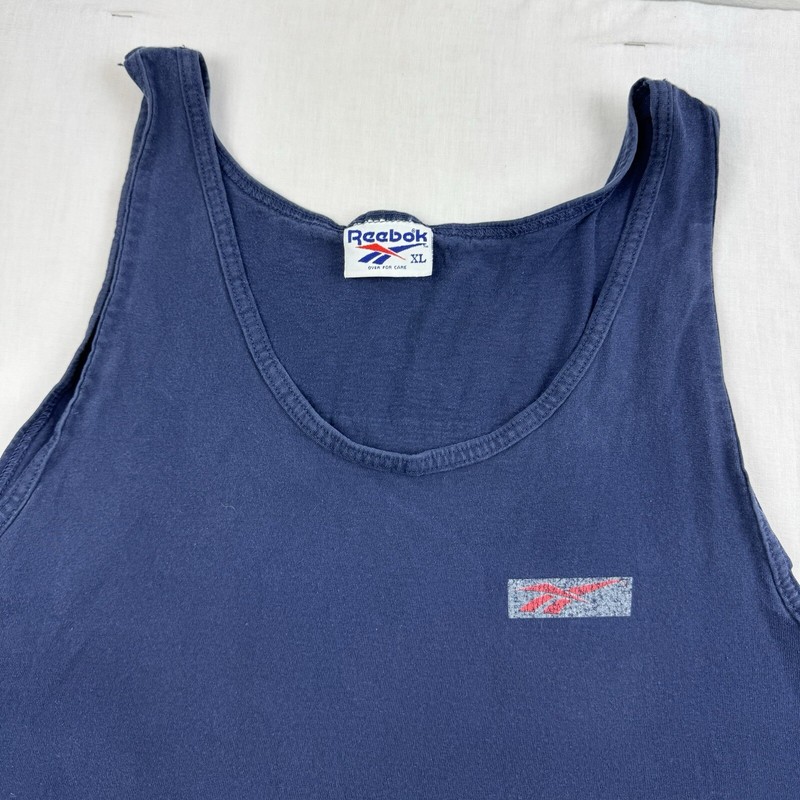 Vintage Reebok Tank Top Adult XL Blue Life Is Short Play Hard Sports 90s Classic gallery