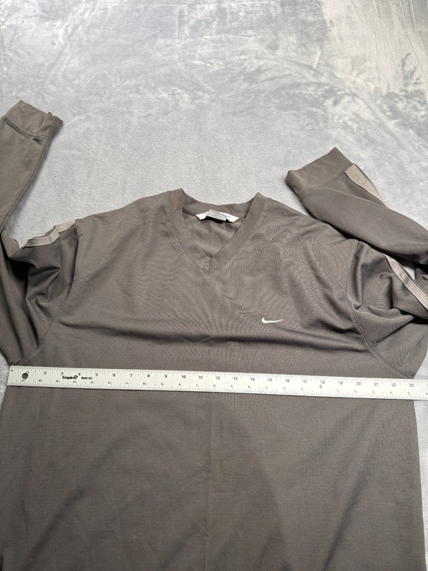 Nike Dri-FIT Pullover Mens Large Gray V Neck Long Sleeve Athletic Training Shirt gallery
