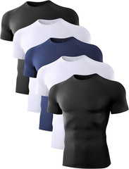 Dalavch 5 Pack Men’S Compression Shirts Short Sleeve Cool Dry Sports Athletic Wo