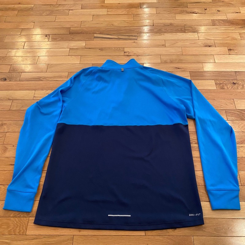 Nike Dri-FIT Men's Blue Navy Running Track Jacket Quarter Zip Pullover gallery