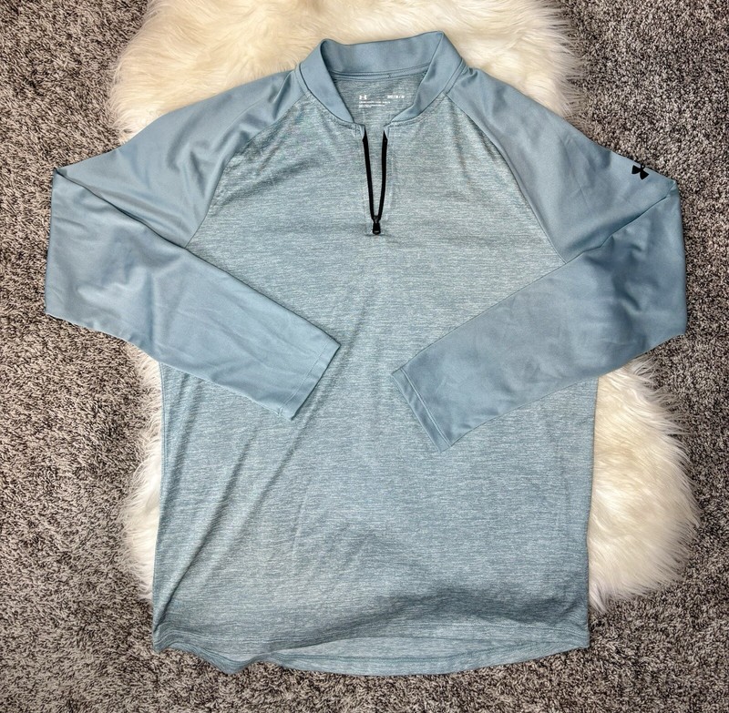 Under Armour Med Run HeatGear 1/4 Zip Fitted Pullover Men's Sea Foam Blue/Green gallery