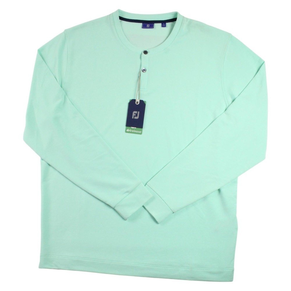 FootJoy Henley Shirt Mens L Azure Golf Long Sleeve Athletic Pullover $145 NEW