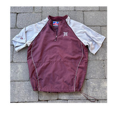 Majestic Cool Base Men’s L Maroon/Gray Colorblock 1/4 Zip Pullover Jacket