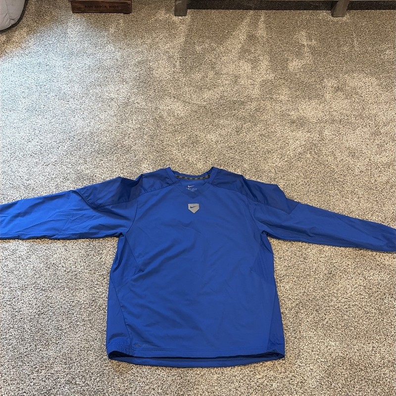 Nike Baseball Pullover Windbreaker Blue Long Sleeve Mens Large Dri-Fit gallery