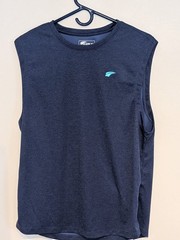 EZRUN Men’s Lightweight Sleeveless Crew Neck Activewear Tank Navy Gray Logo