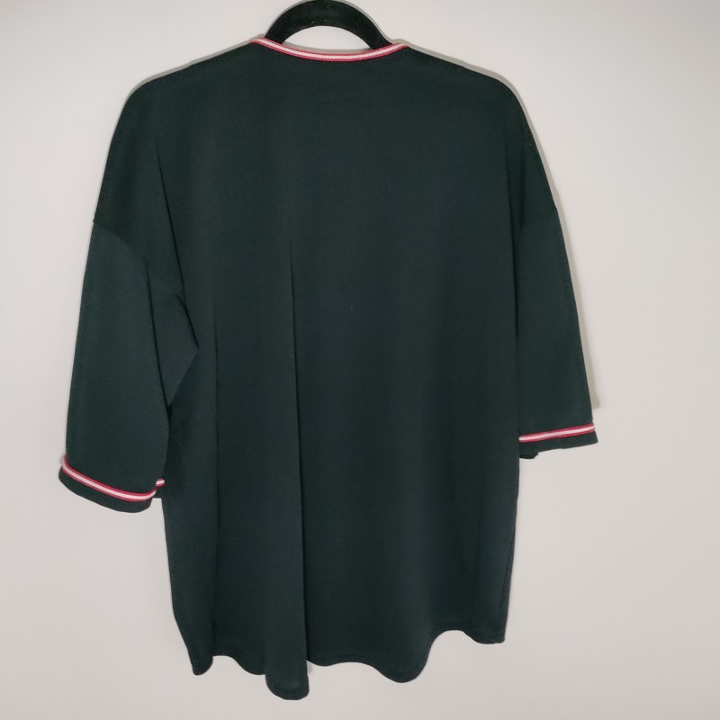 Bacardi Mens Black Large Embroidered Half Sleeve Baseball Jersey Size L gallery