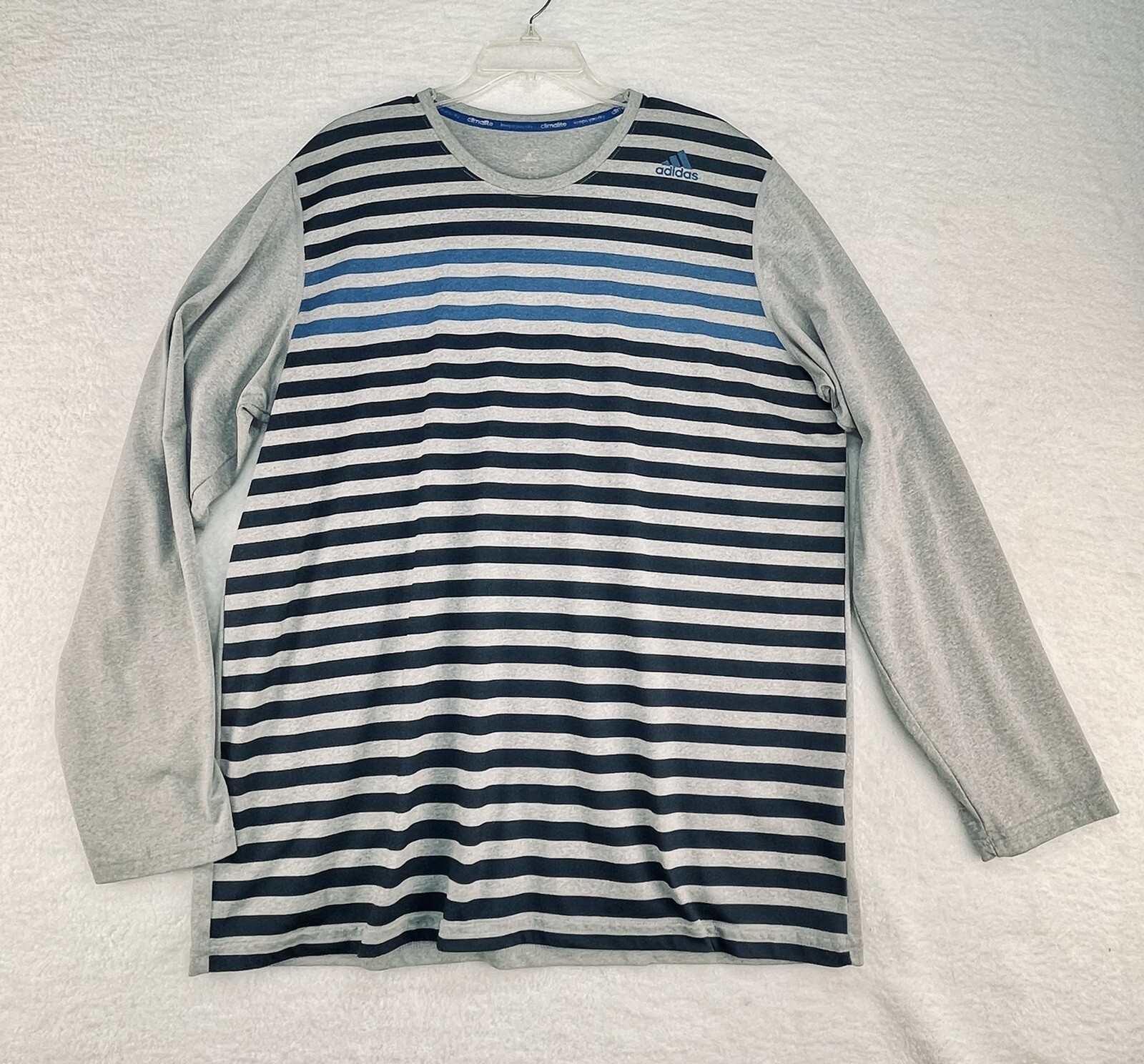 Adidas Climalite Tee Size XL Long Sleeve Horzional Stripe Contrast Sleeves 2667 gallery