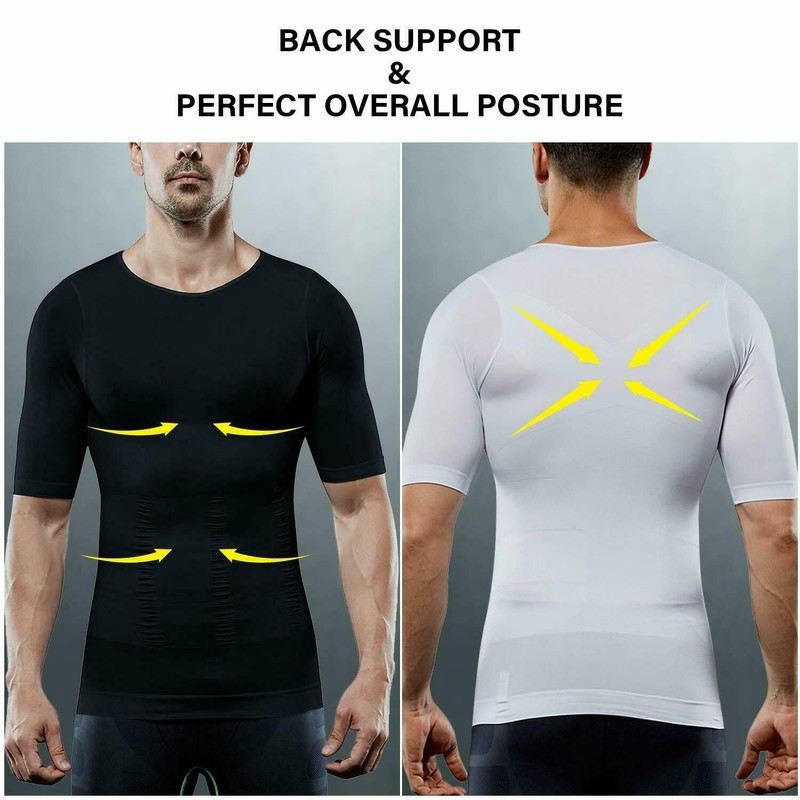 Men Slimming Body Shaper Posture Corrector Vest Abdomen Compression Shirts Tops gallery