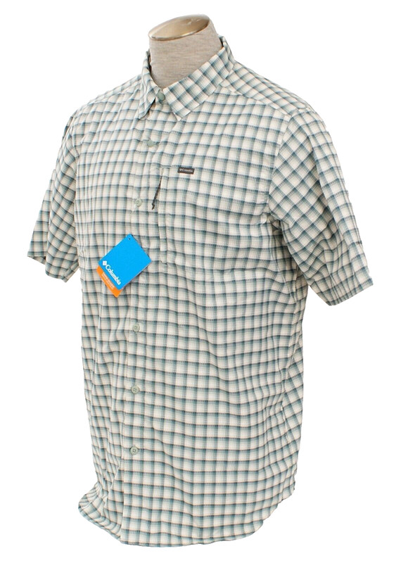 Columbia Men's LT Teal Blue Plaid Silver Ridge Button Front Shirt UPF 50 Wicking gallery