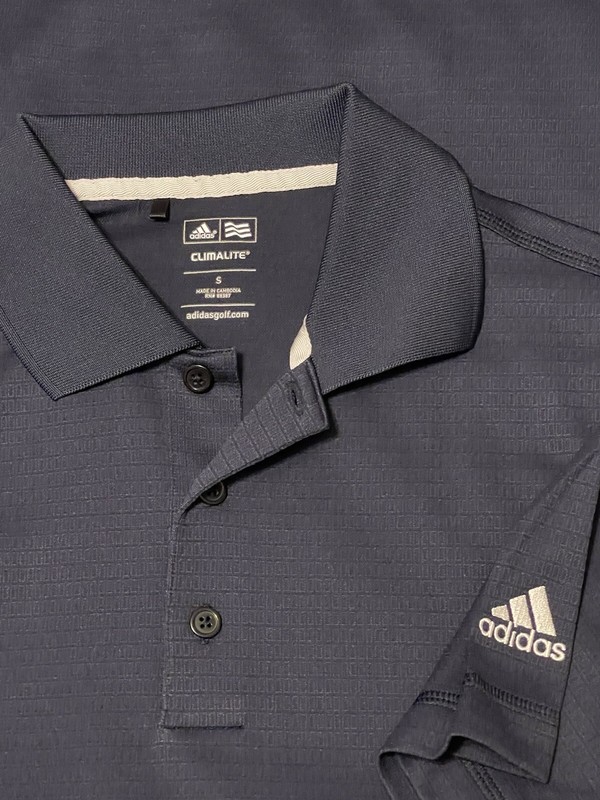ADIDAS CLIMALITE SOLID GOLF POLO SHIRT MEN SMALL NAVY BLUE POLYESTER ATHLETIC gallery