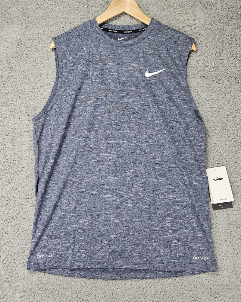 Nike Dri-FIT Sleeveless Hydroguard Shirt Heather Blue Mens’s M UPF 40+ Swim NWT