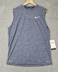 Nike Dri-FIT Sleeveless Hydroguard Shirt Heather Blue Mens’s M UPF 40+ Swim NWT