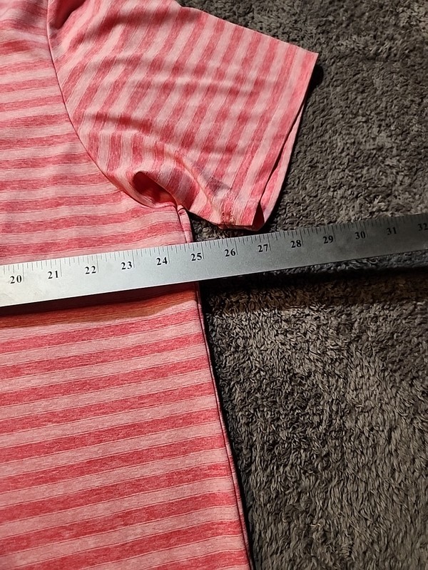 Roundtree & Yorke Performance Pink Striped Golf Lightweight Polo Shirt Mens XL gallery