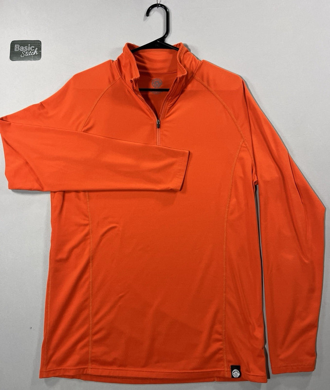 REI Co-op Midweight Base Layer 1/4 Zip Pullover Shirt Men Large Orange Hiking gallery