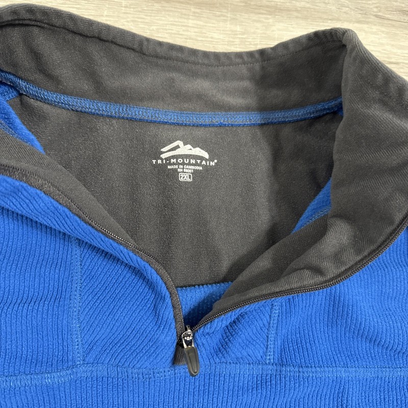 Tri Mountain Thermal Pullover Shirt 2XL Blue Quarter Zip Long Sleeve gallery