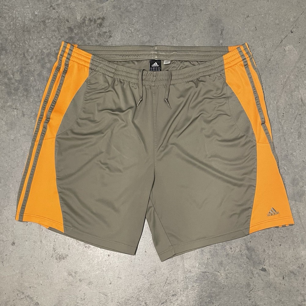Size 2XL - Vintage Adidas Shorts Y2K Orange Olive Grey