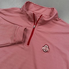 Peter Millar Golf Polo Shirt Mens 2XL Sugar Stripe 1/4 Zip OHIO STATE OSU NCAA