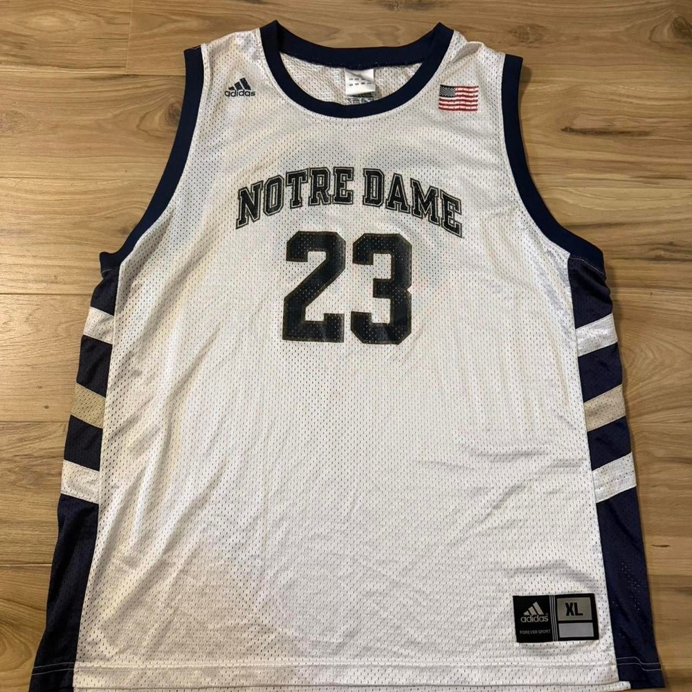 Vintage 90s Adidas Notre Dame white basketball number 23 College jersey Size XL