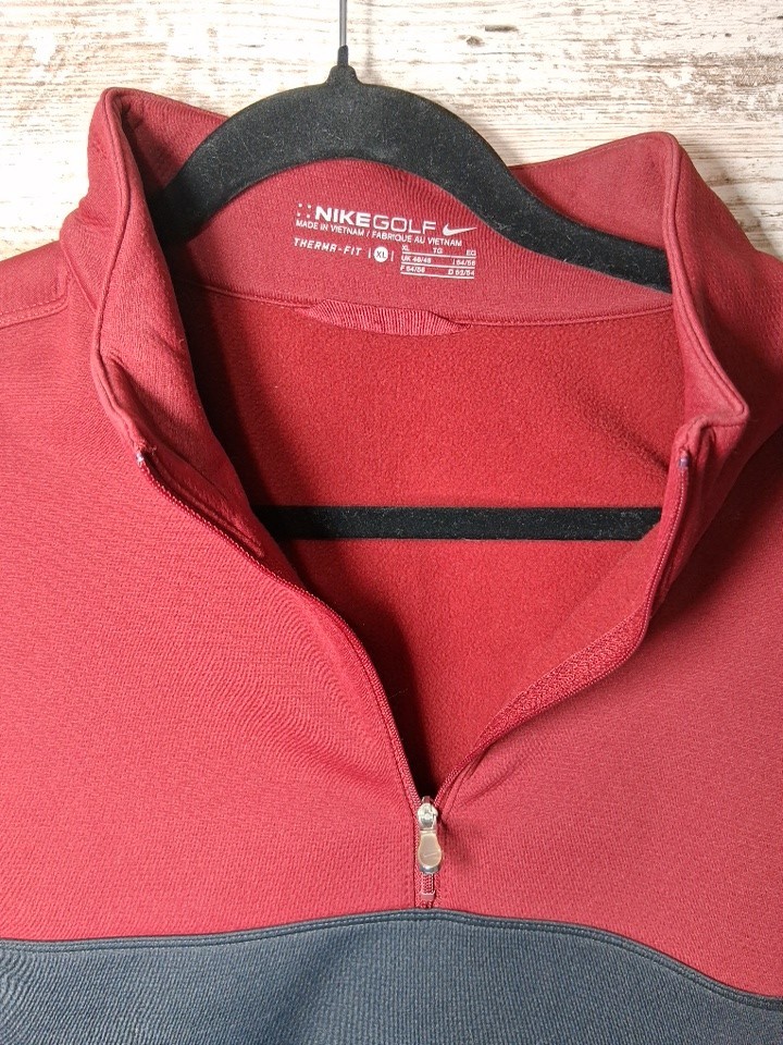 Nike Golf 1/4 Zip Pullover Men’s X-Large Long Sleeve Maroon And Black gallery