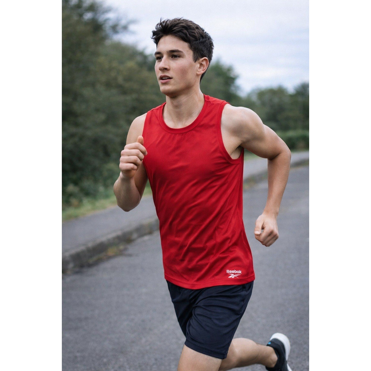 Reebok Weightless Mesh Tank Mens Large Red New Relaxed Fit REW251TX15007 gallery