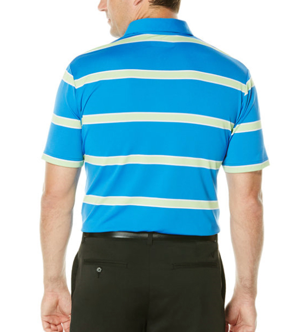 New Callaway Opti Dri Performance Magnetic Blue Rugby Striped Golf Polo Shirt gallery