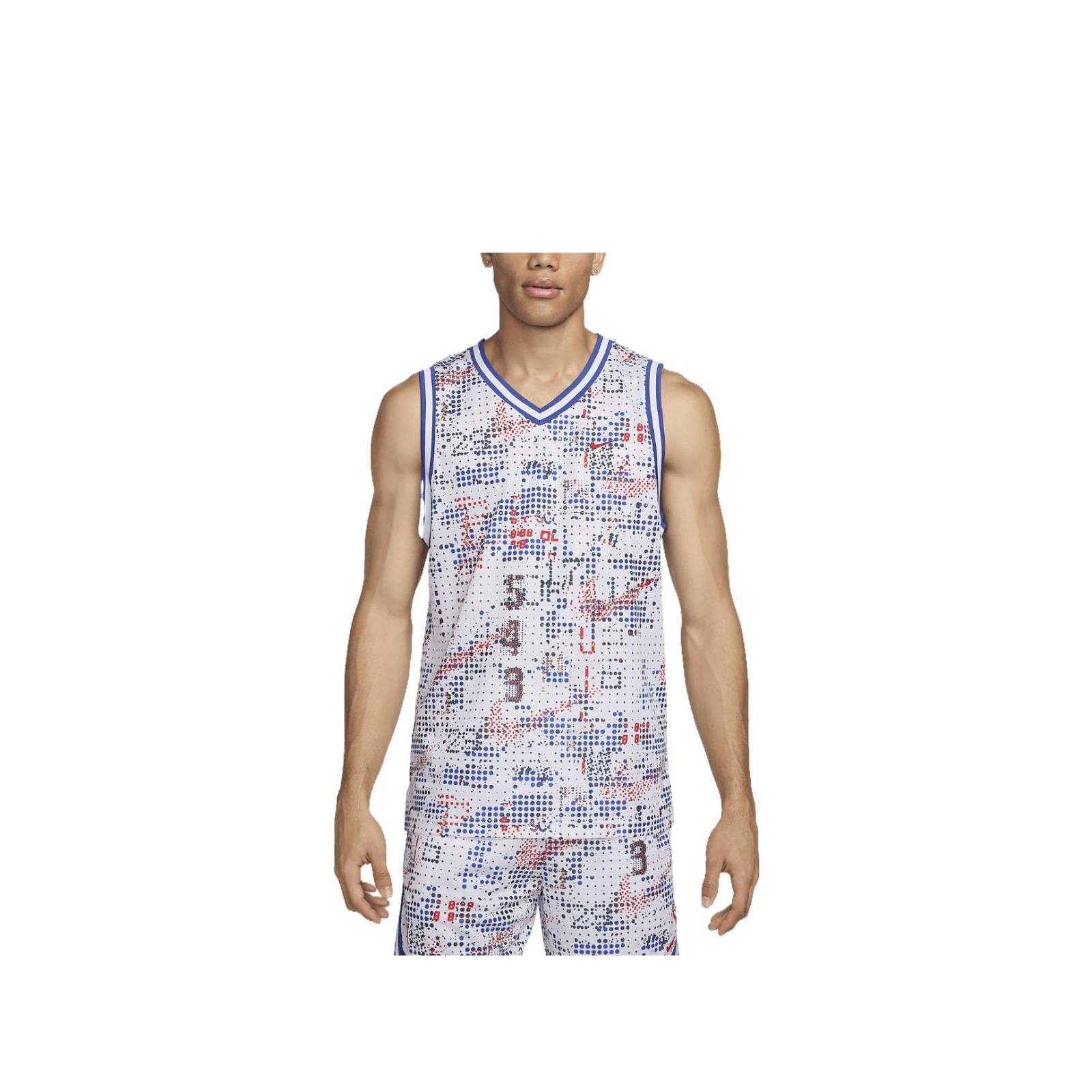 Nike DNA Men's Dri-FIT Basketball Jersey White Red Blue Size XXL 2XL FZ0690-100 gallery