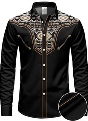 Men’s Long Sleeve DRESS Casual Shirt New 2025 WESTERN COWBOY Size BIG 6XL