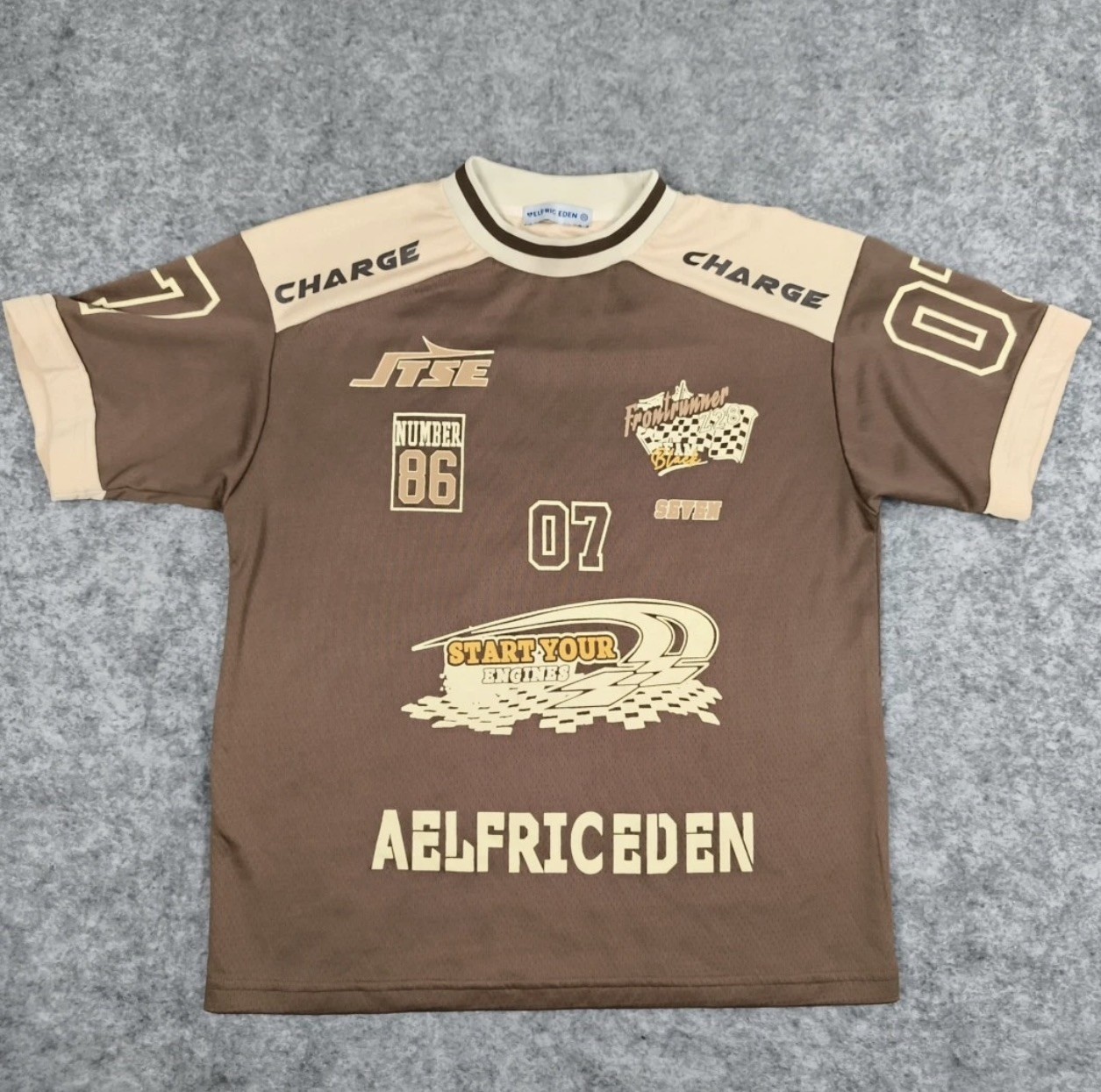 Aelfric Eden Retro Jersey Mens Large Brown/Beige, 2 Sided Excellent Condition gallery