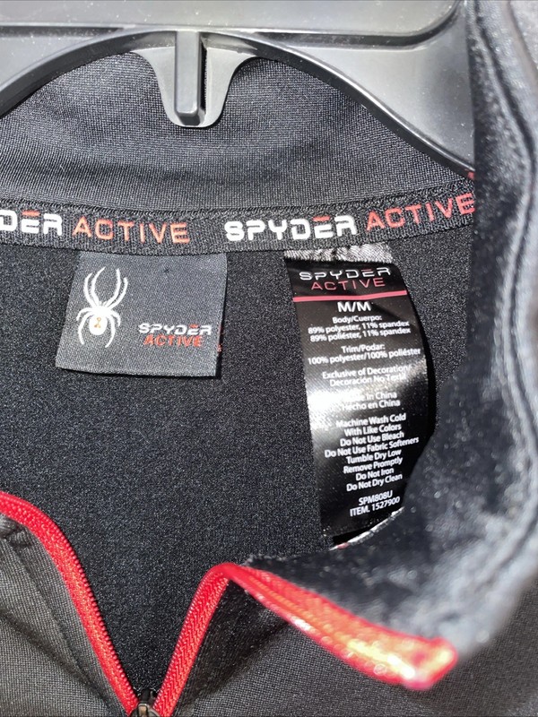 Men's SPYDER Active 1/4 Zip Pullover 4 Way Stretch Black Logo Size M MSRP $68 gallery