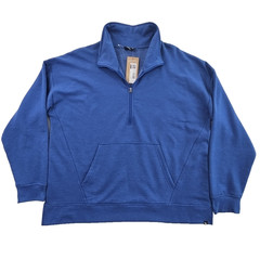 Eddie Bauer 1/4 Zip Pullover Sweater Men’s L Blue NWT Kangaroo Pockets NEW