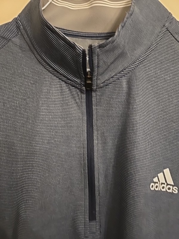 Adidas Ultimate365 Quarter-Zip Top Pullover Size Large Black/Gray Pinstripe gallery