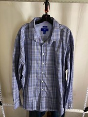 Egara Blue Plaid LONG SLEEVE SHIRT 3XLT Slim 3Xl tall 20 x 38