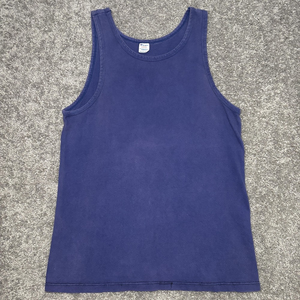 Vintage Champion Tank Top Mens Large Blue 100% Cotton Made USA Athletic 90s