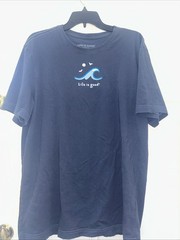 Life Is Good Shirt Mens Large Blue Short Sleeves Crusher Sea Waves