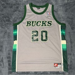 Vintage Nike Gary Payton Milwaukee Bucks Jersey XXL Grey Green NBA #20