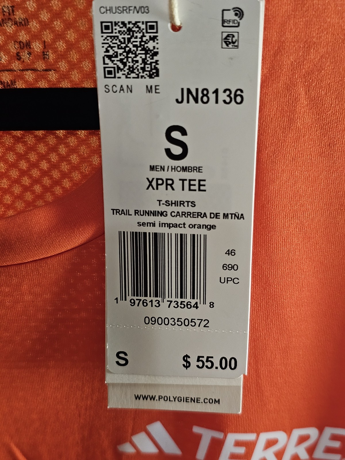 Adidas TERREX CLIMACOOL+ TEE Sz S JN8136 Men’s NWT Orange Running Top gallery