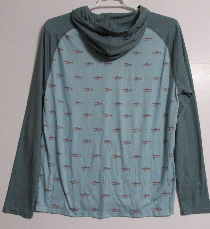 Men's Jack + Sage Wild Catch UV Tech UPF 50 Sun Hoodie Aqua Heather Size Large gallery