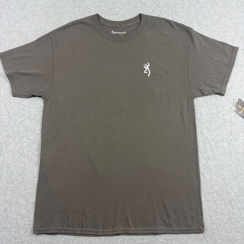 Browning Men’s T-Shirt Large Gray Buckmark Logo Casual Sportswear NWT Cotton gallery